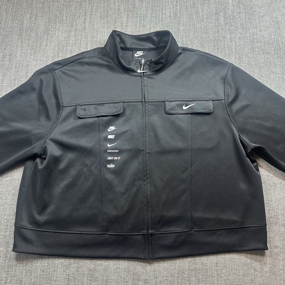 Nike‎ Sportswear Swoosh Polyknit Jacket Women 1X Black Full Zip Track Athletic